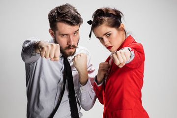 Image showing The militant business man and woman