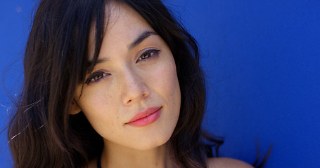 Image showing Close up of woman with brown eyes and long hair