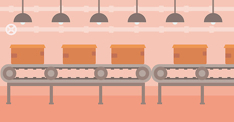 Image showing Background of conveyor belt with cardboard boxes.