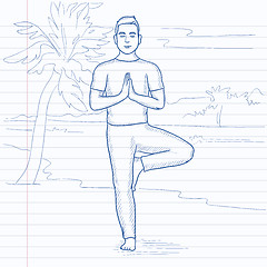 Image showing Man practicing yoga.