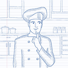 Image showing Chef pointing forefinger up.