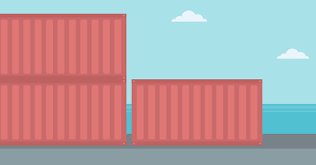 Image showing Background of shipping containers in port.