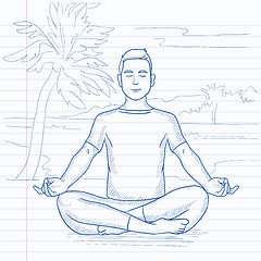 Image showing Man meditating in lotus pose.