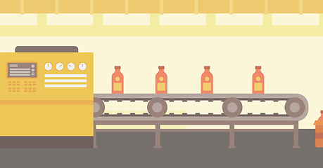 Image showing Background of conveyor belt with bottles.