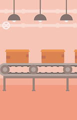 Image showing Background of conveyor belt with cardboard boxes.