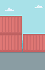 Image showing Background of shipping containers in port.