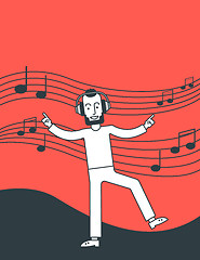 Image showing Man listening to music and dancing.