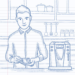 Image showing Man making coffee.