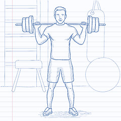 Image showing Man lifting barbell.