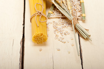 Image showing organic Raw italian pasta and durum wheat 