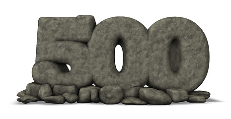 Image showing stone number five hundred on white background - 3d rendering