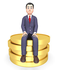 Image showing Coins Money Shows Business Person And Commerce 3d Rendering