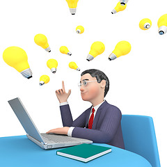 Image showing Character Businessman Shows World Wide Web And Computer 3d Rende