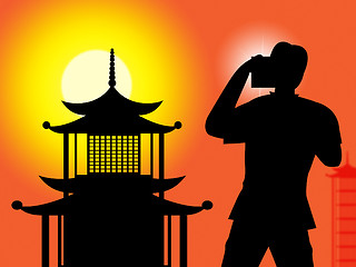 Image showing Pagoda Photographer Indicates Orient Chinese And Photographers