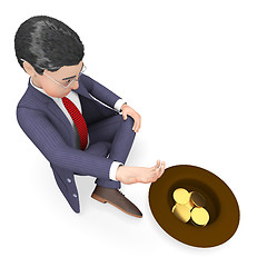 Image showing Businessman Begging Shows Give Commercial And Famine 3d Renderin