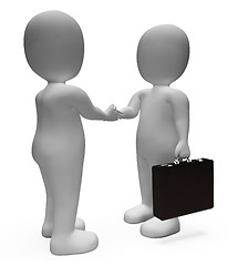 Image showing Handshake Businessmen Shows Deal Illustration And Contract 3d Re