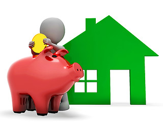 Image showing Character Mortgage Represents Real Estate And Banking 3d Renderi