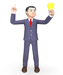 Image showing Lightbulb Businessman Means Render Illustration And Think 3d Ren