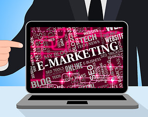Image showing Emarketing Laptop Means Web Site And Computing
