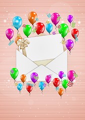 Image showing open envelope with balloons