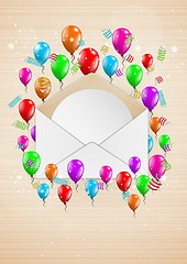 Image showing open envelope with balloons