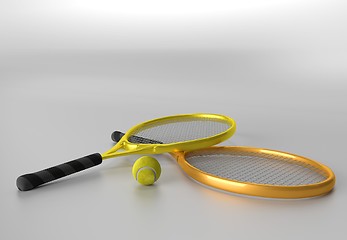 Image showing orange and yellow tennis rackets