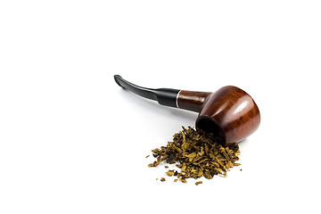 Image showing tobacco-pipe and heap of tobacco