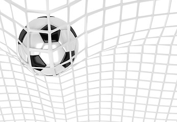 Image showing Soccer ball in net