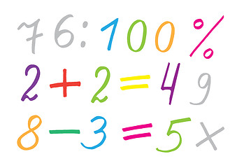 Image showing Colorful vector numerals and symbols