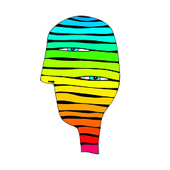 Image showing Abstract colorful striped head with two eyes