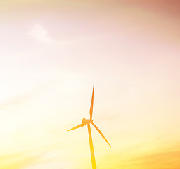 Image showing Windmills at sunset