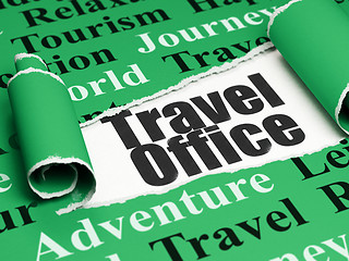 Image showing Travel concept: black text Travel Office under the piece of  torn paper