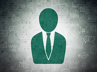 Image showing Business concept: Business Man on Digital Data Paper background