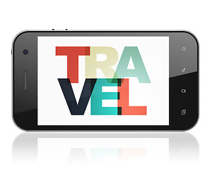 Image showing Vacation concept: Smartphone with Travel on  display