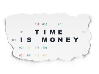 Image showing Time concept: Time Is money on Torn Paper background