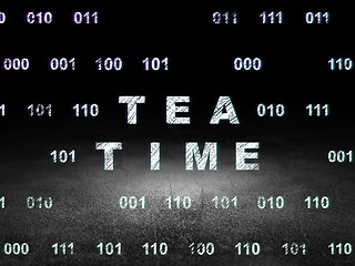 Image showing Time concept: Tea Time in grunge dark room
