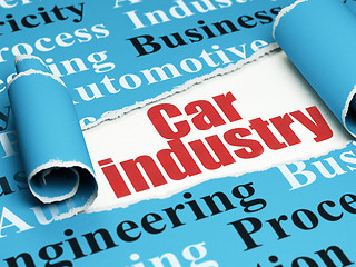 Image showing Manufacuring concept: red text Car Industry under the piece of  torn paper