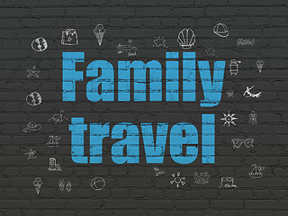 Image showing Vacation concept: Family Travel on wall background