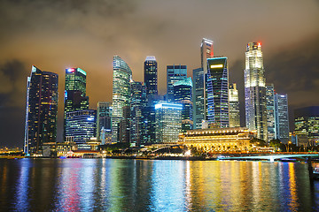 Image showing Singapore financial district at the night