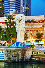 Image showing Overview of the marina bay with the Merlion