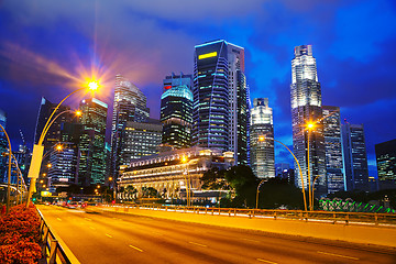 Image showing Singapore financial district at the night