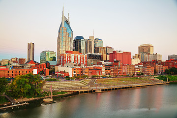 Image showing Downtown Nashville cityscape in the evening