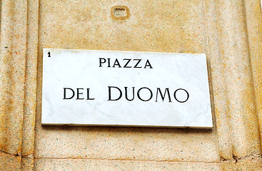 Image showing Piazza Duomo sign in Milan