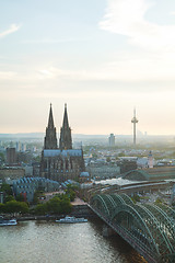 Image showing Cologne aerial overview before sunset