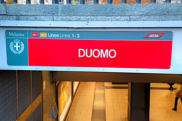 Image showing Duomo subway stop sign