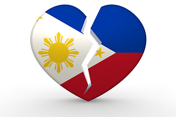 Image showing Broken white heart shape with Philippines flag