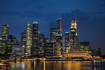 Image showing Singapore financial district at the night