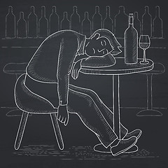 Image showing Man sleeping in bar. 