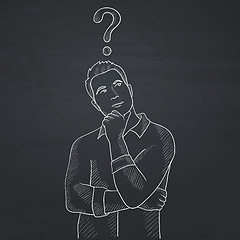 Image showing Businessman with question mark above his head.