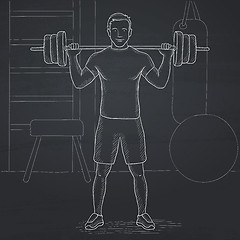 Image showing Man lifting barbell.